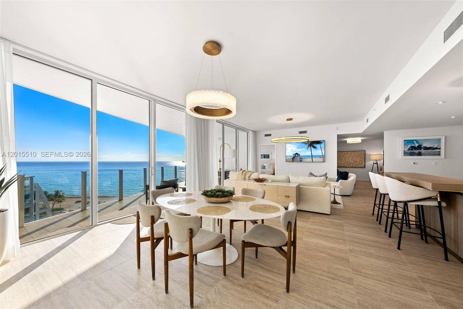 525 N Fort Lauderdale Beach Boulevard, #702, Fort Lauderdale, FL 33304 Dining/Living View
