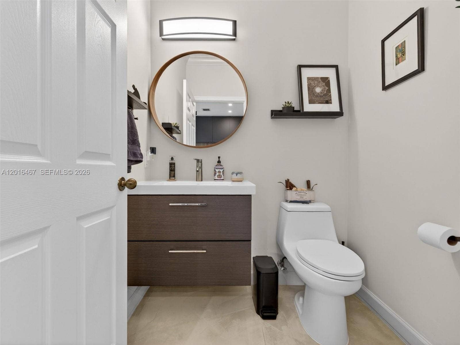 1/2 bathroom, tastefully remodeled.