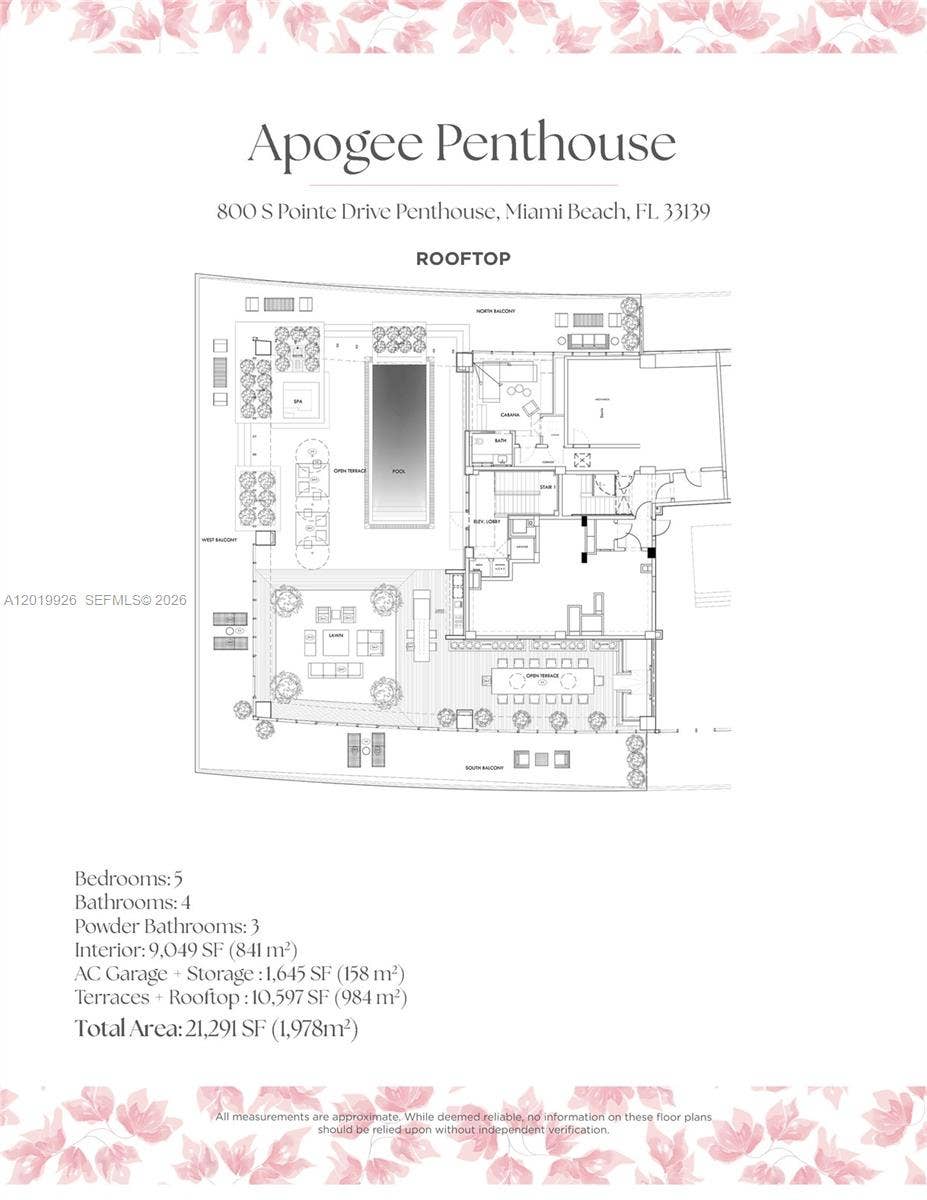 800 S Pointe Drive, #Penthouse 2204, Miami Beach, FL 33139 Second Floor