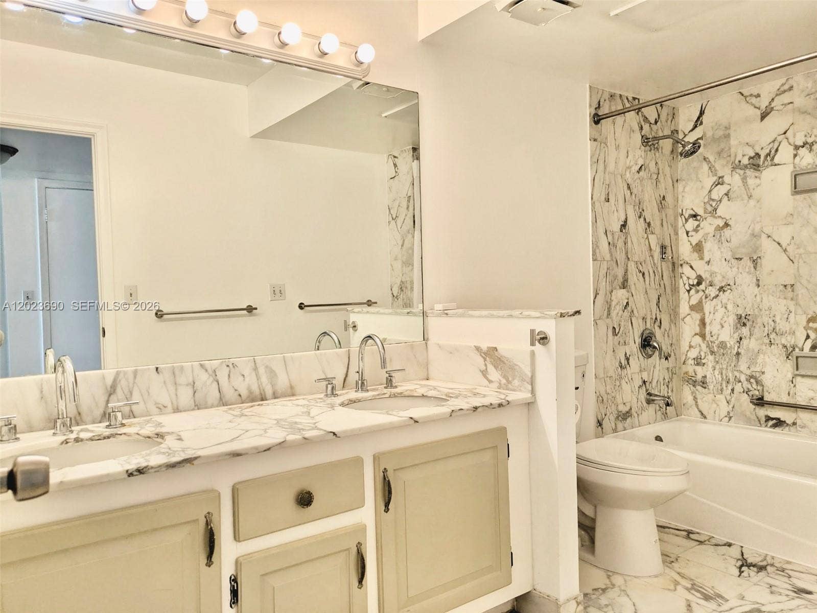 9801 Collins Avenue, #11M, Bal Harbour, Bal Harbour, FL 33154 Master Bathroom 2 sinks, a shower with bathtub