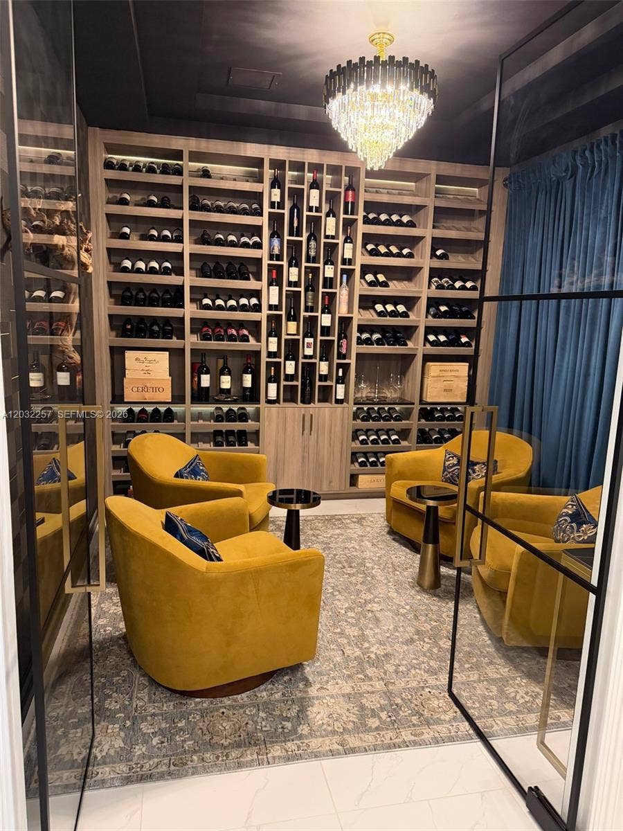 WINE CELLAR VIEW FROM FOYER.
