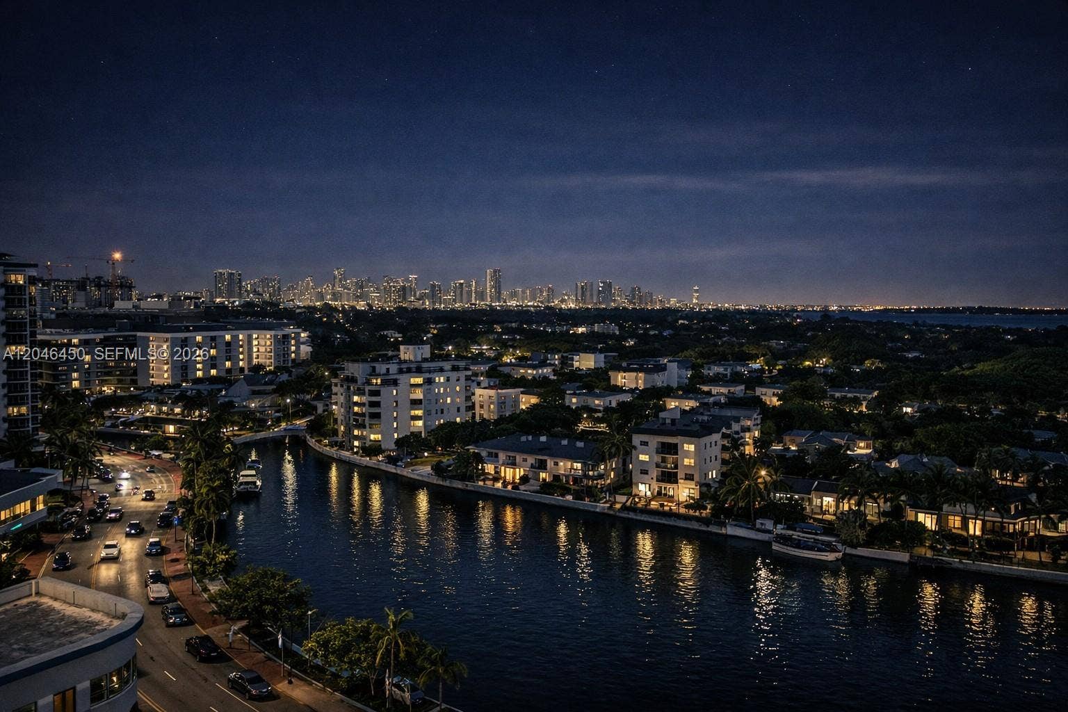2555 Collins Avenue, #1814, Miami Beach, FL 33140 City View Night from Balcony