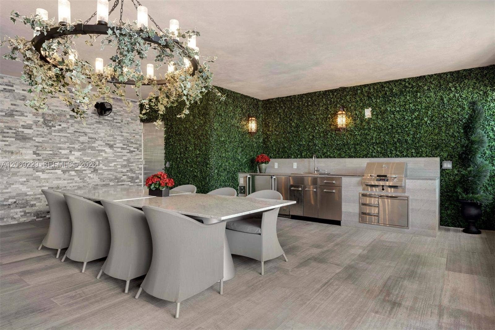 6893 Fisher Island Drive, #6893, Miami Beach, FL 33109 Outdoor kitchen and Dining
