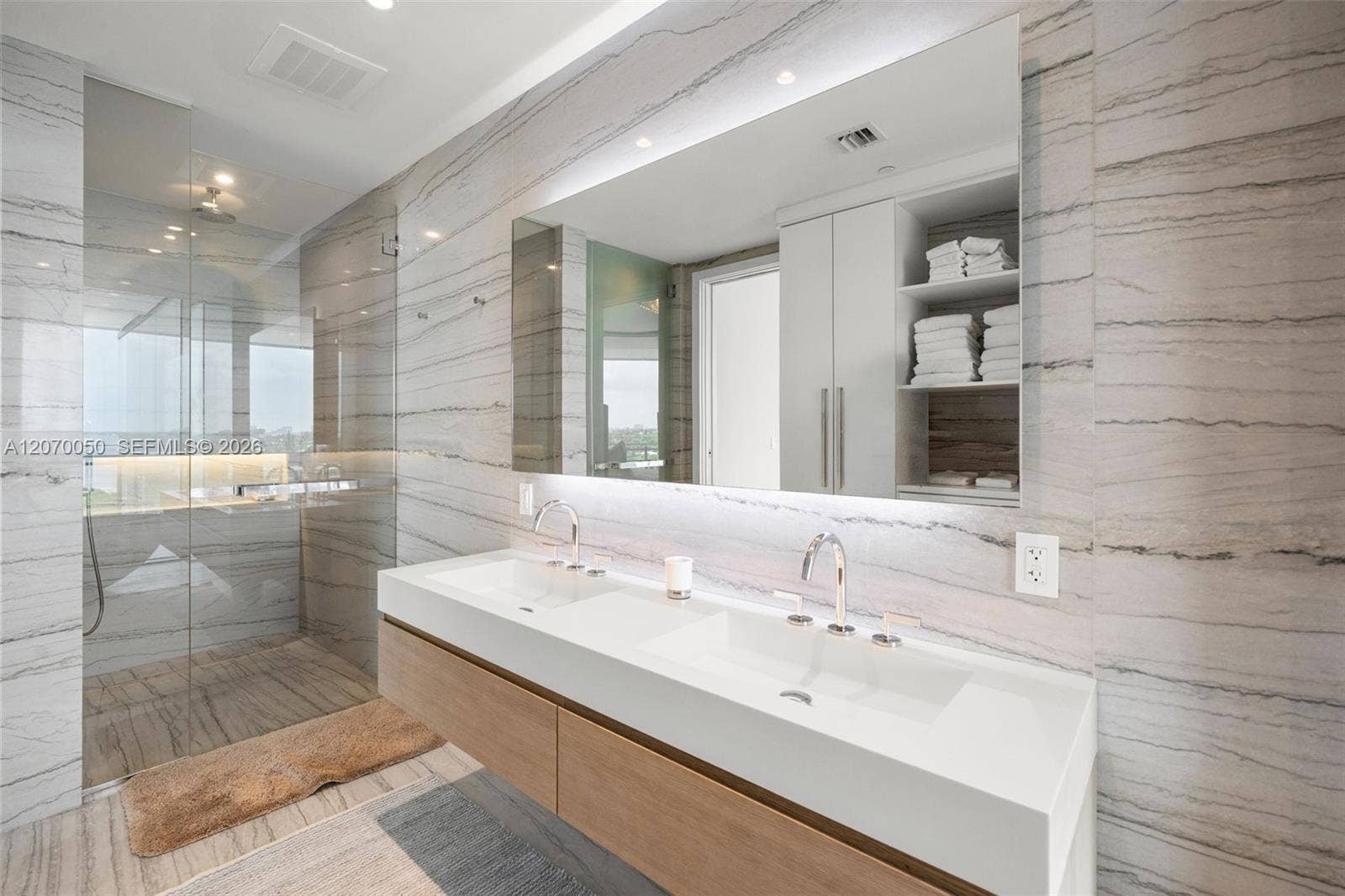 8701 Collins Avenue, #705, Miami Beach, FL 33154 Shower and Dual Basins