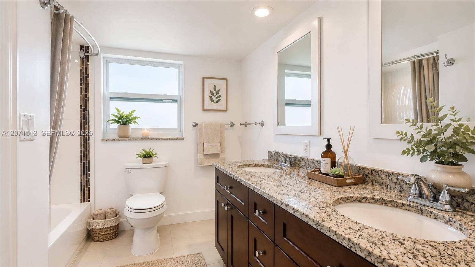 Primary Bathroom Virtually staged to help you visualize the space and inspire dcor ideas.