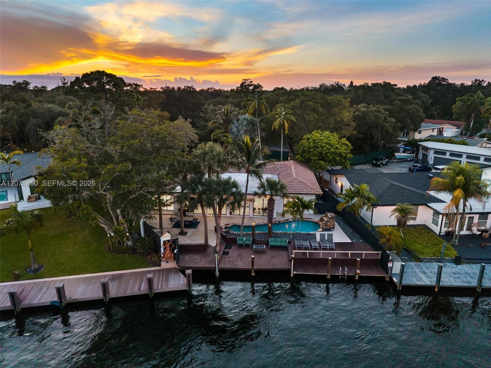 Back of House, Pool view, Dock and Sea Wall