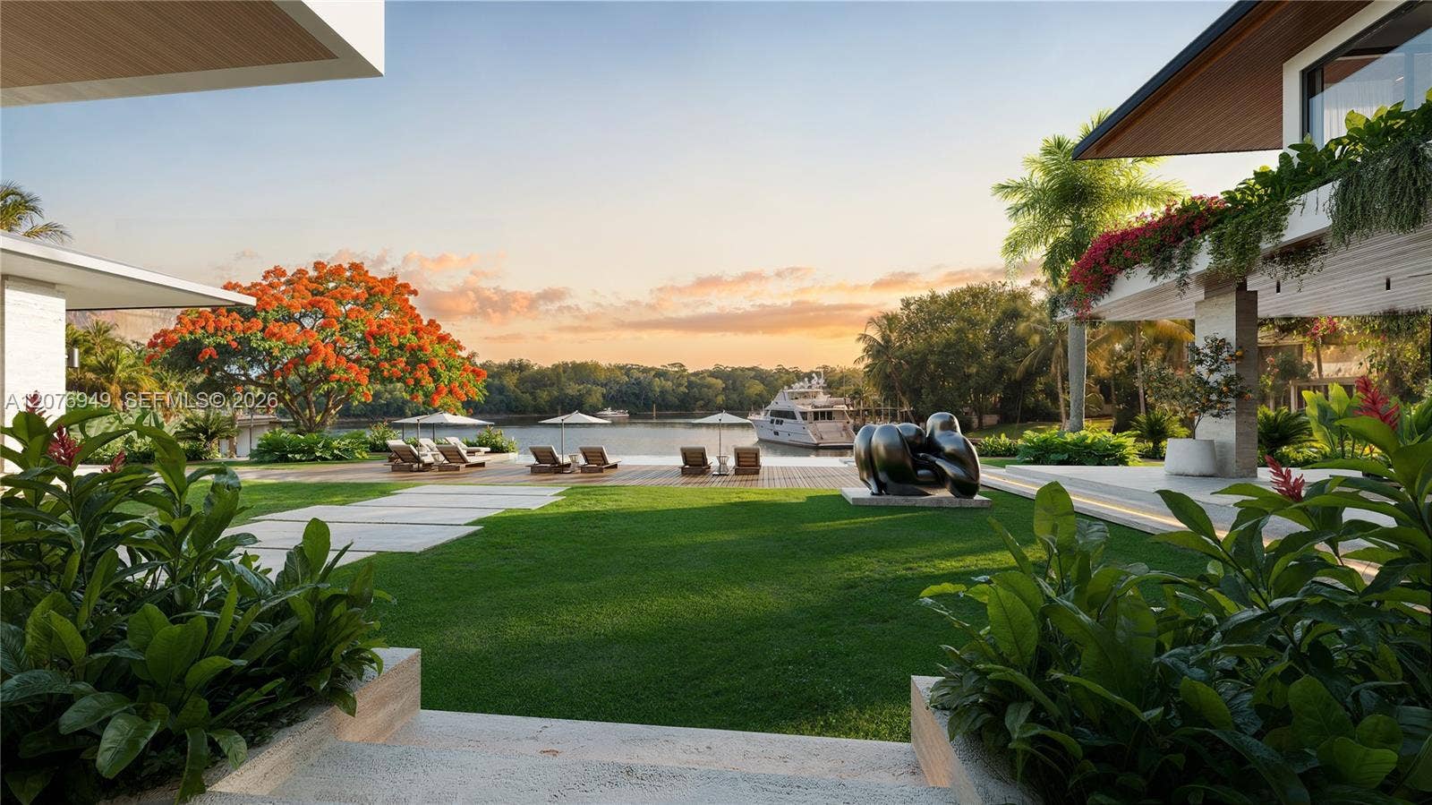 190 Casuarina Concourse, Coral Gables, FL 33143 Backyard to Water