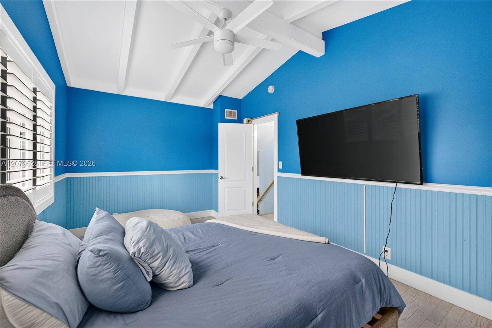 2518 Tortugas Lane, Fort Lauderdale, FL 33312 Large guest bedroom upstairs w/ views to front of house, beamed ceiling