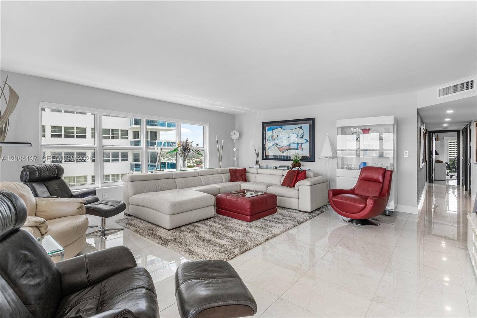 Very Large Living Room with Electric Solar Shades