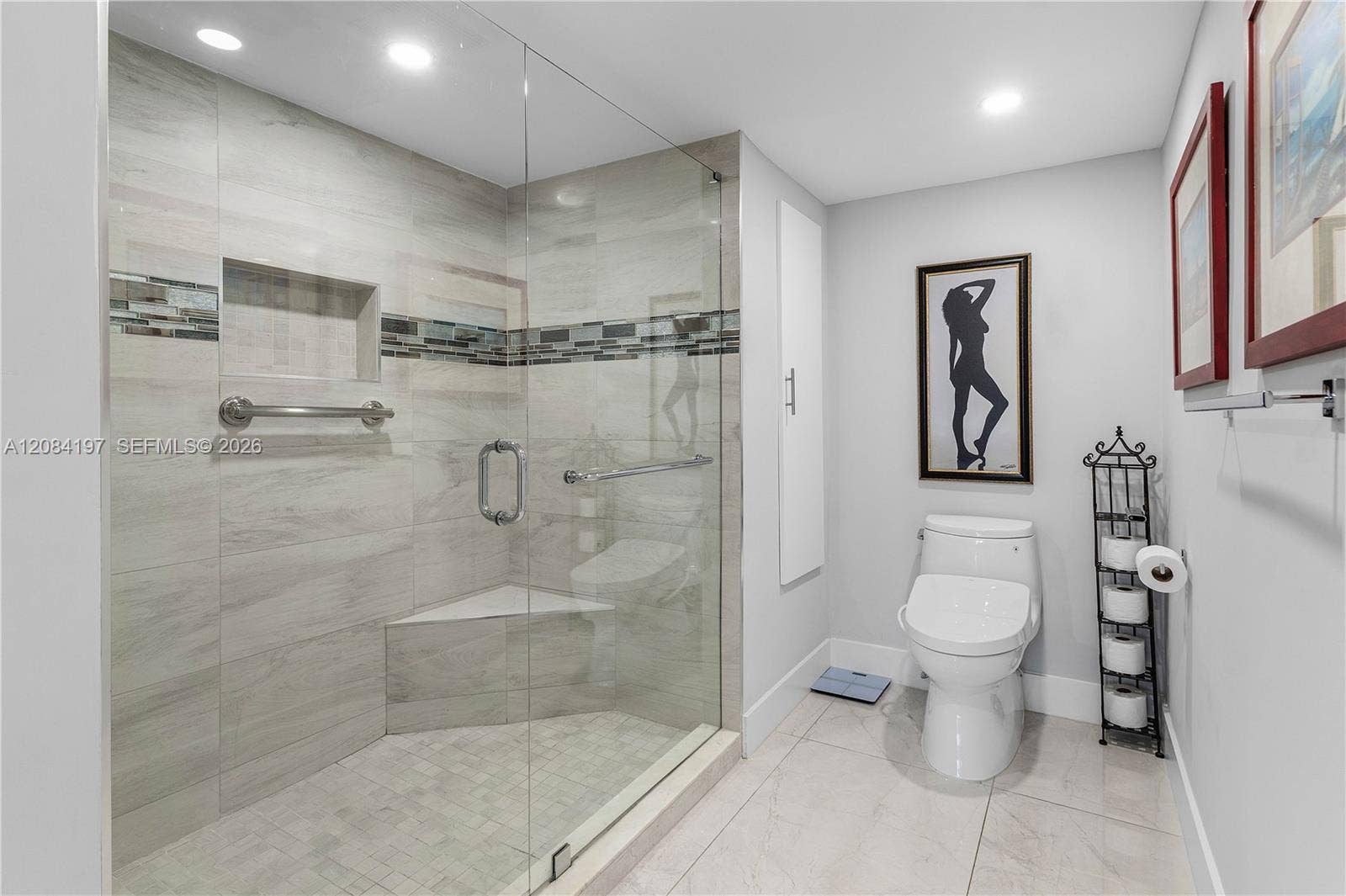 Completely renovated Primary Bathroom with Linen Closet