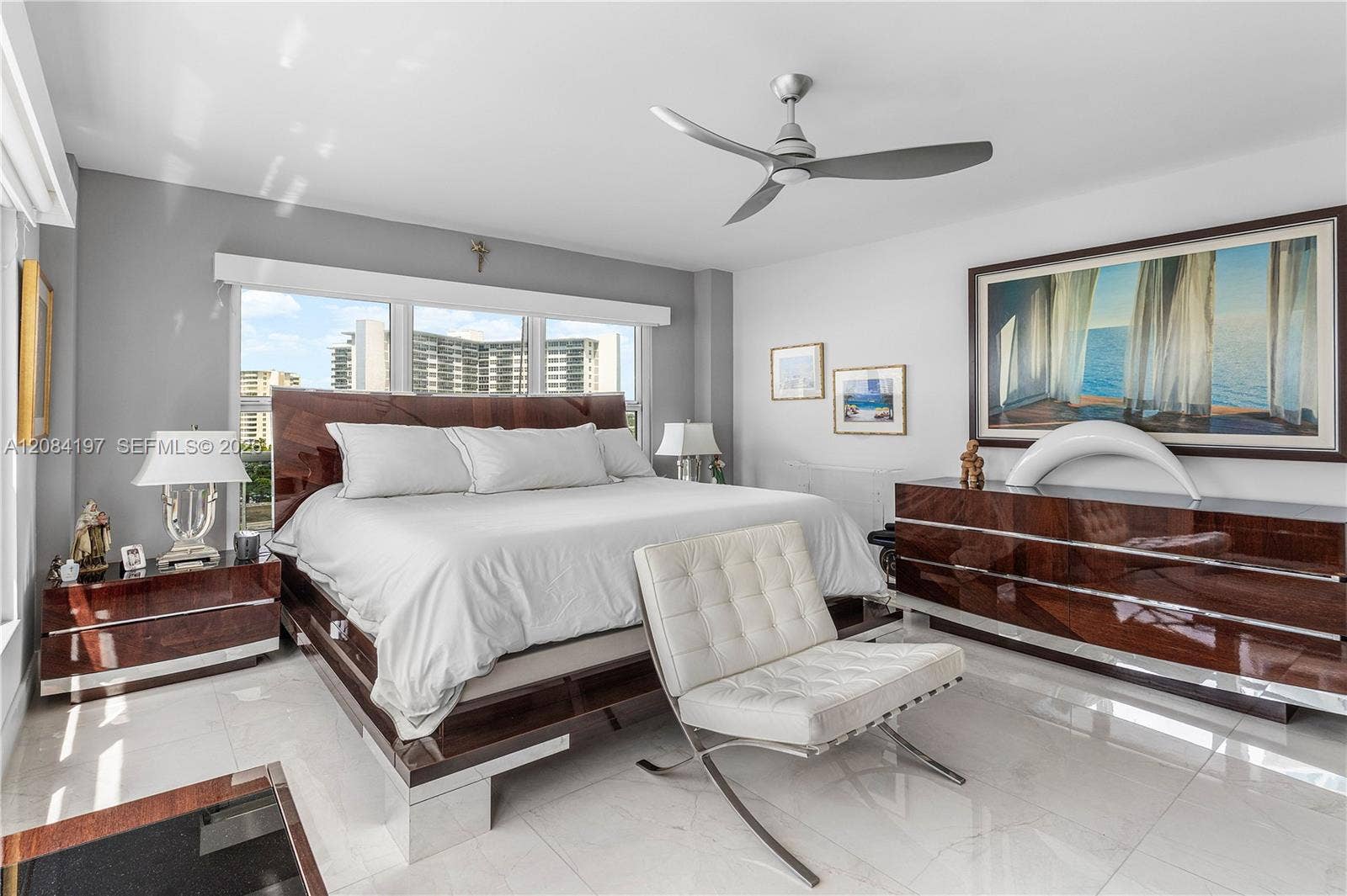 Oversized Primary Bedroom with Electric Blackout Shades and Solar Shades