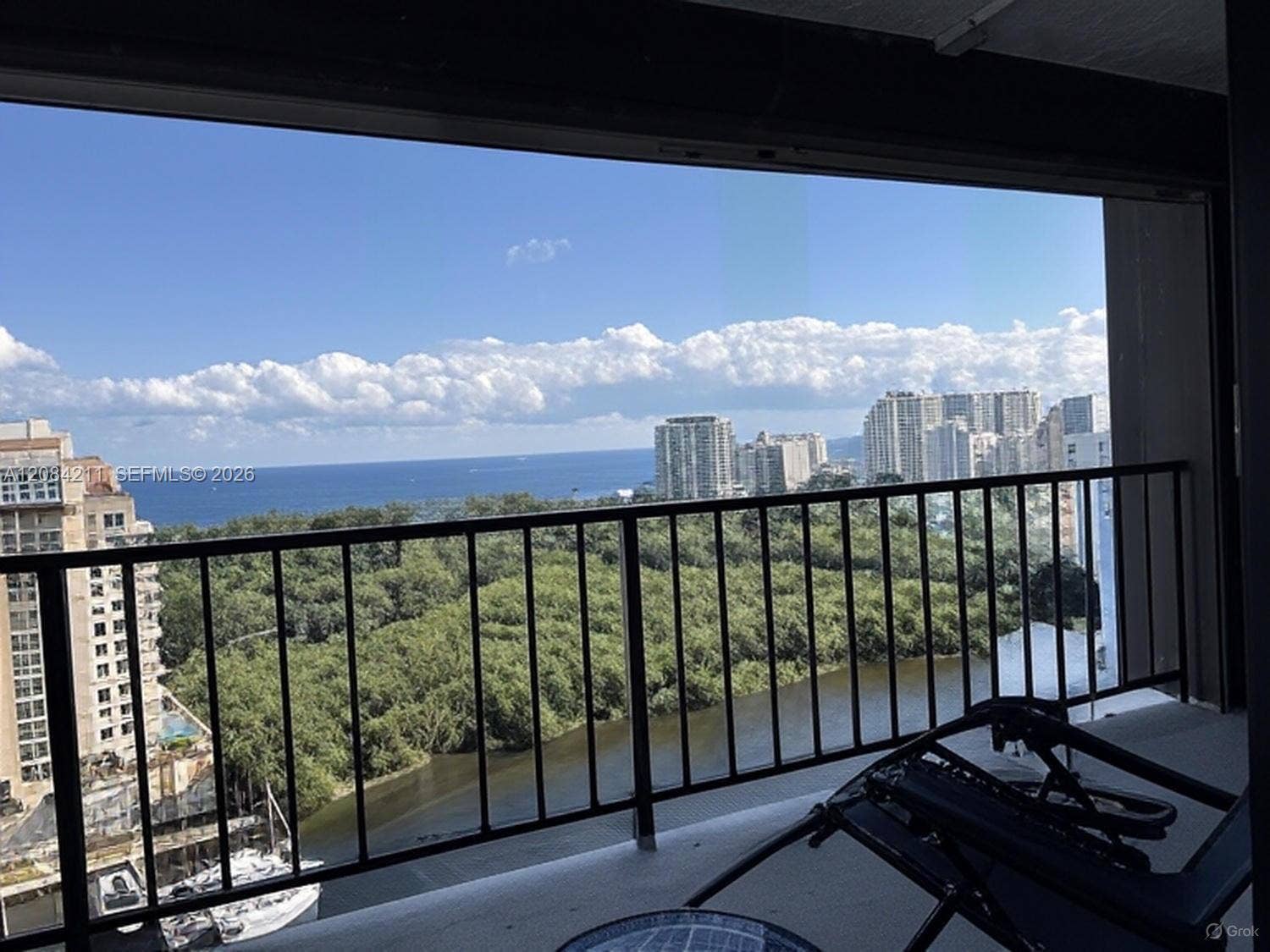 936 Intracoastal Drive, #21A, Fort Lauderdale, FL 33304 Looking East on balcony with shutter removed virtually.