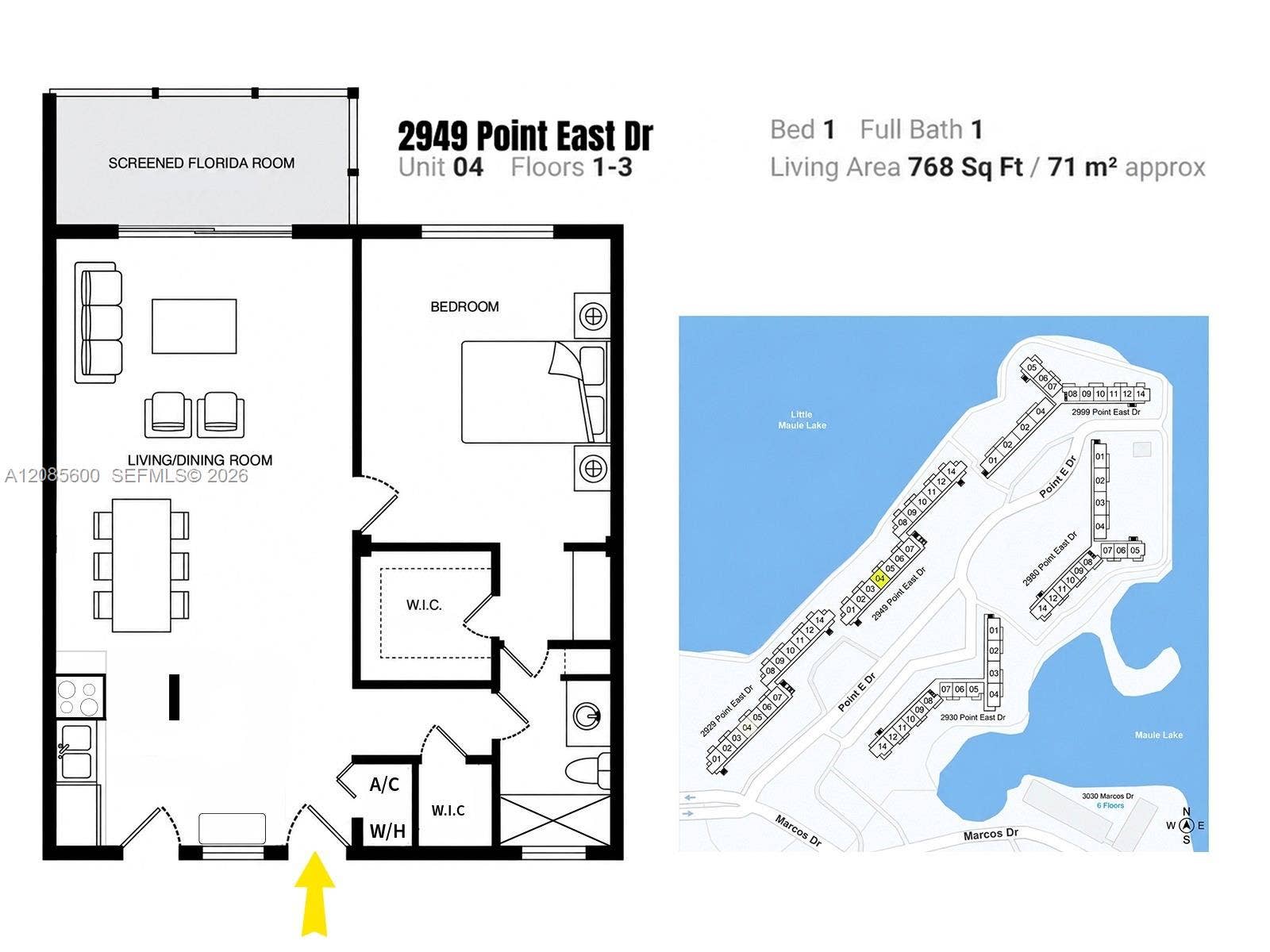 2949 Point East Drive, #B304, Aventura, FL 33160 Floor plan of B304