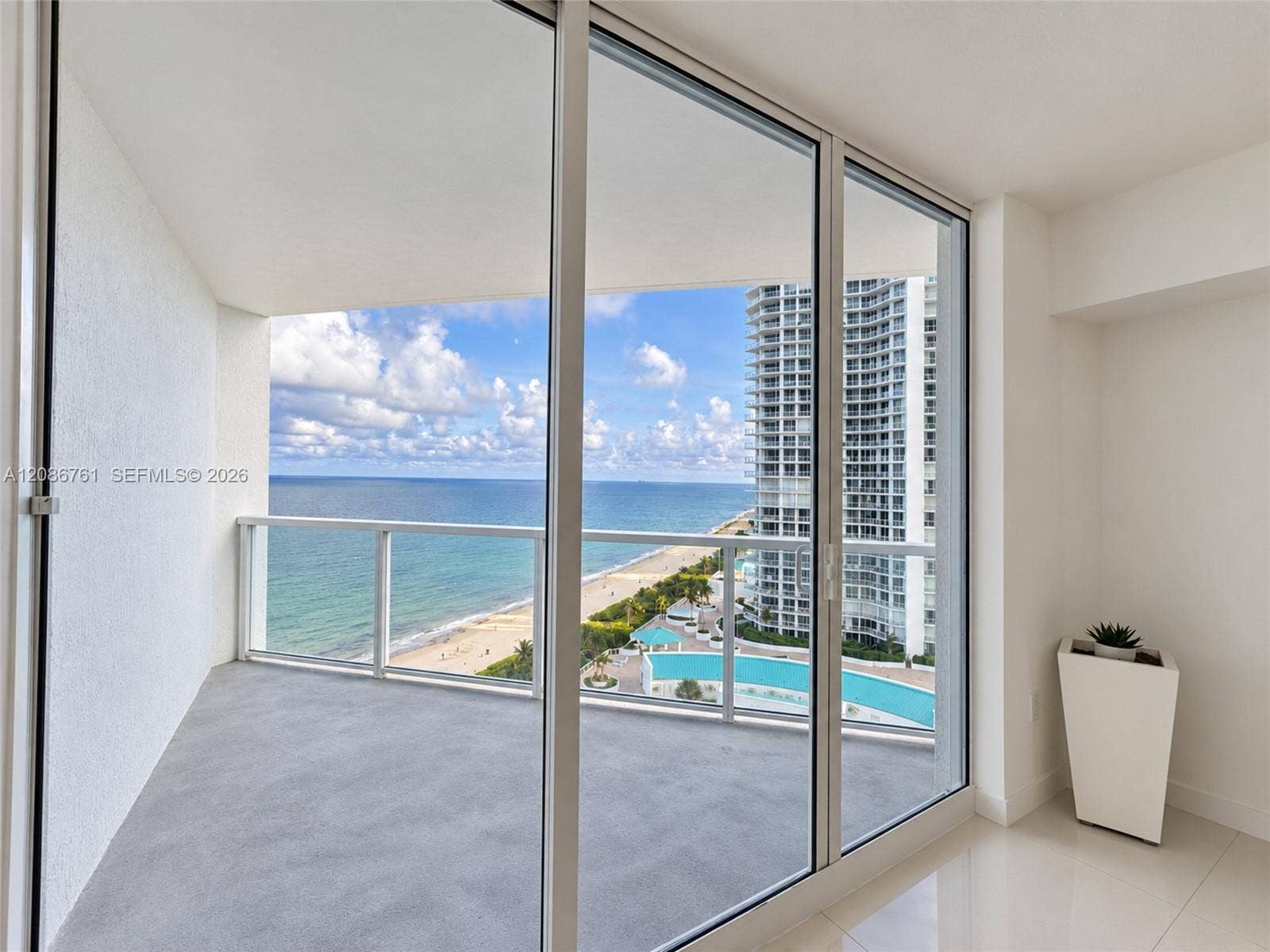 16699 Collins Avenue, #1610, Sunny Isles Beach, FL 33160 Living Room Balcony