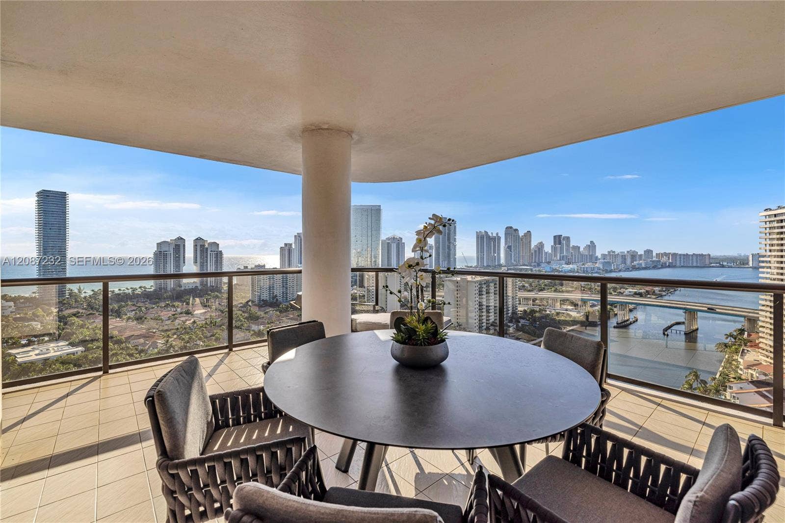 19667 Turnberry Way, #25K, Aventura, FL 33180 Deep Corner Balony with outdoor seating!
