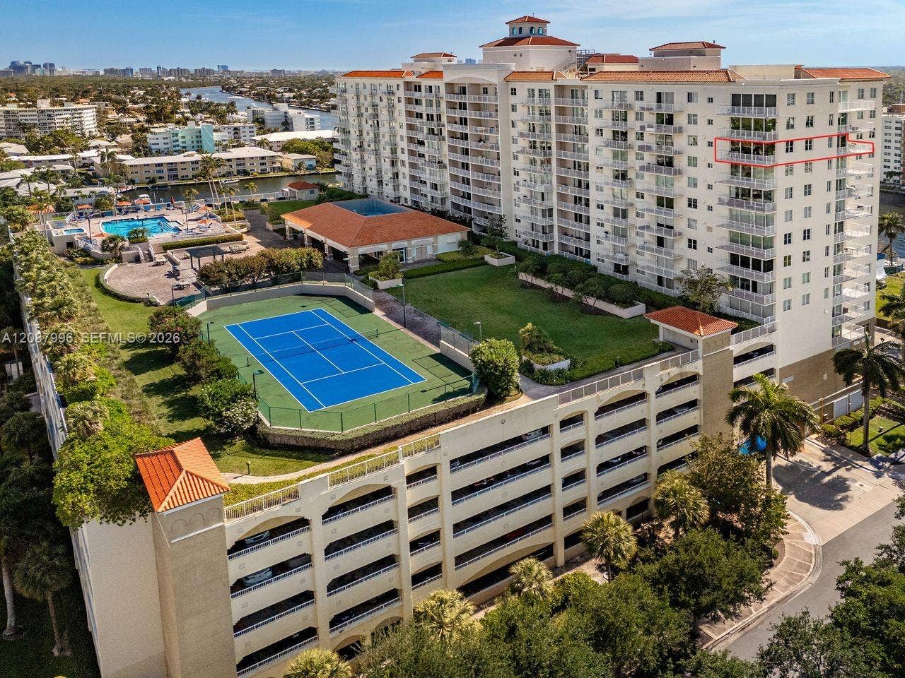 3020 NE 32nd Avenue, #1401, Fort Lauderdale, Fort Lauderdale, FL 33308 View of Tennis Court & Tides Building