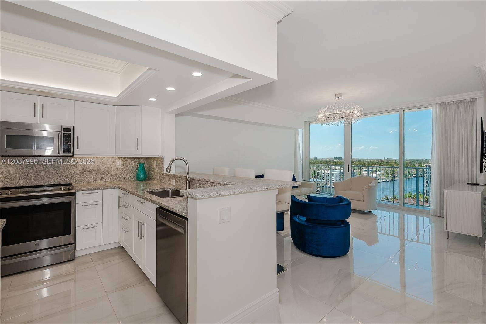3020 NE 32nd Avenue, #1401, Fort Lauderdale, Fort Lauderdale, FL 33308 Intracoastal View From Kitchen and Living Room