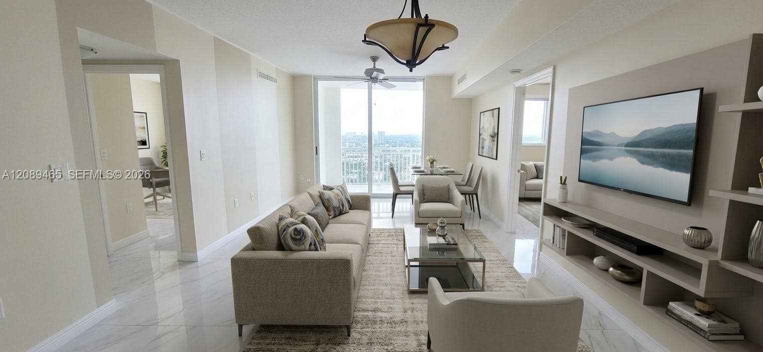 1745 E Hallandale Beach Boulevard, #2308W, Hallandale Beach, FL 33009 Virtually Staged - Proposed Renovation & Furnishing.. living and dining areas