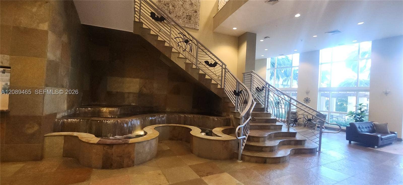 1745 E Hallandale Beach Boulevard, #2308W, Hallandale Beach, FL 33009 waterfall is a nice touch in the lobby area