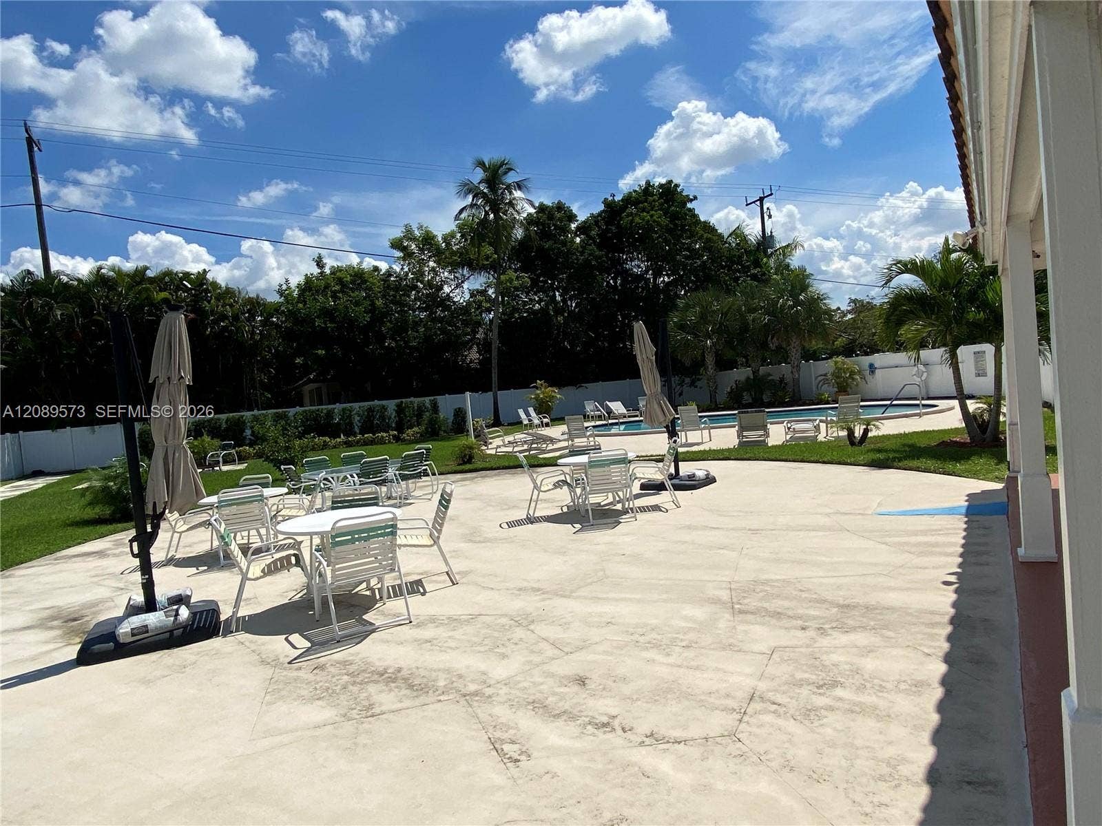 Hawthorne Village assoc. patio at pool area.