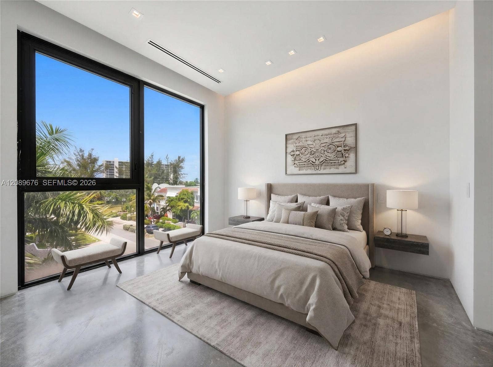 497 N Ocean Boulevard, #1, Pompano Beach, FL 33062 Rendering, virtually staged. Bedroom.