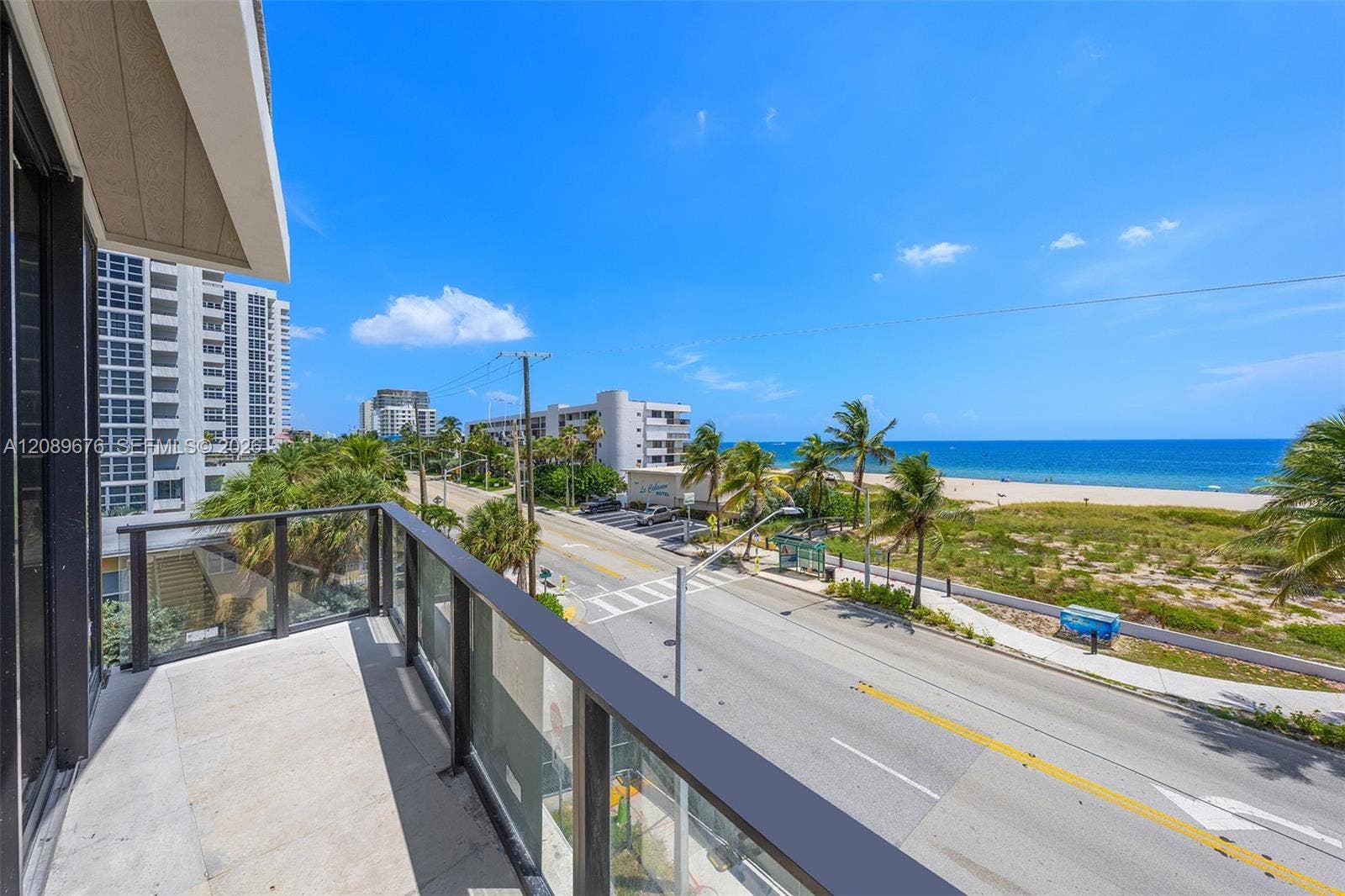 497 N Ocean Boulevard, #1, Pompano Beach, FL 33062 Balcony, looking north along North Ocean Boulevard.