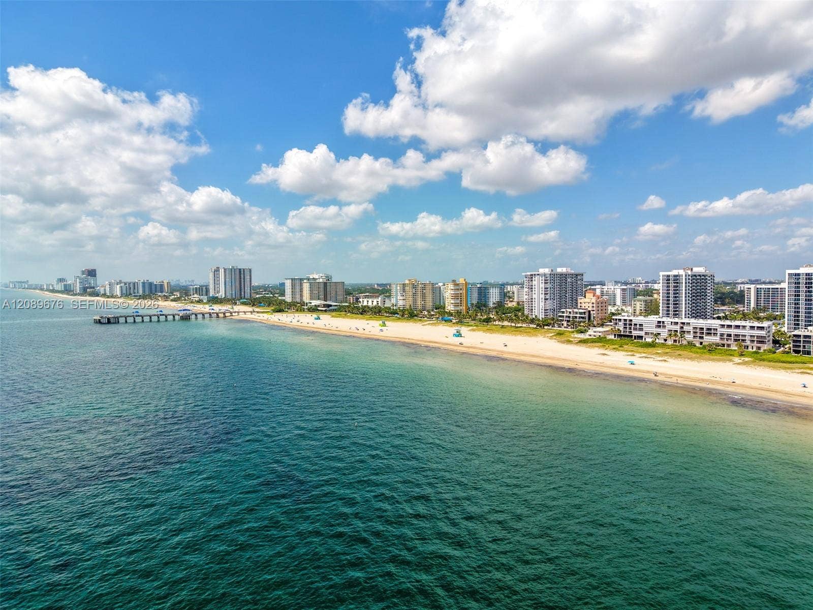 497 N Ocean Boulevard, #1, Pompano Beach, FL 33062 Pompano Beach coastline and pier, looking south.