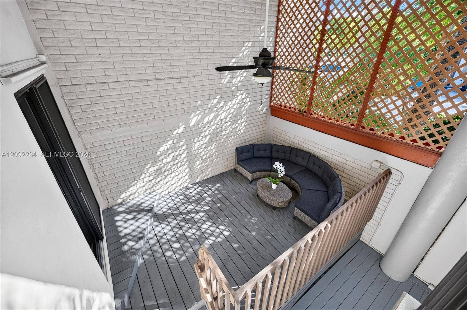 1401 NE 9th Street, #50, Fort Lauderdale, FL 33304 View from the Second Floor Balcony Shows the Privacy Lattice Wood Screen on the Deck