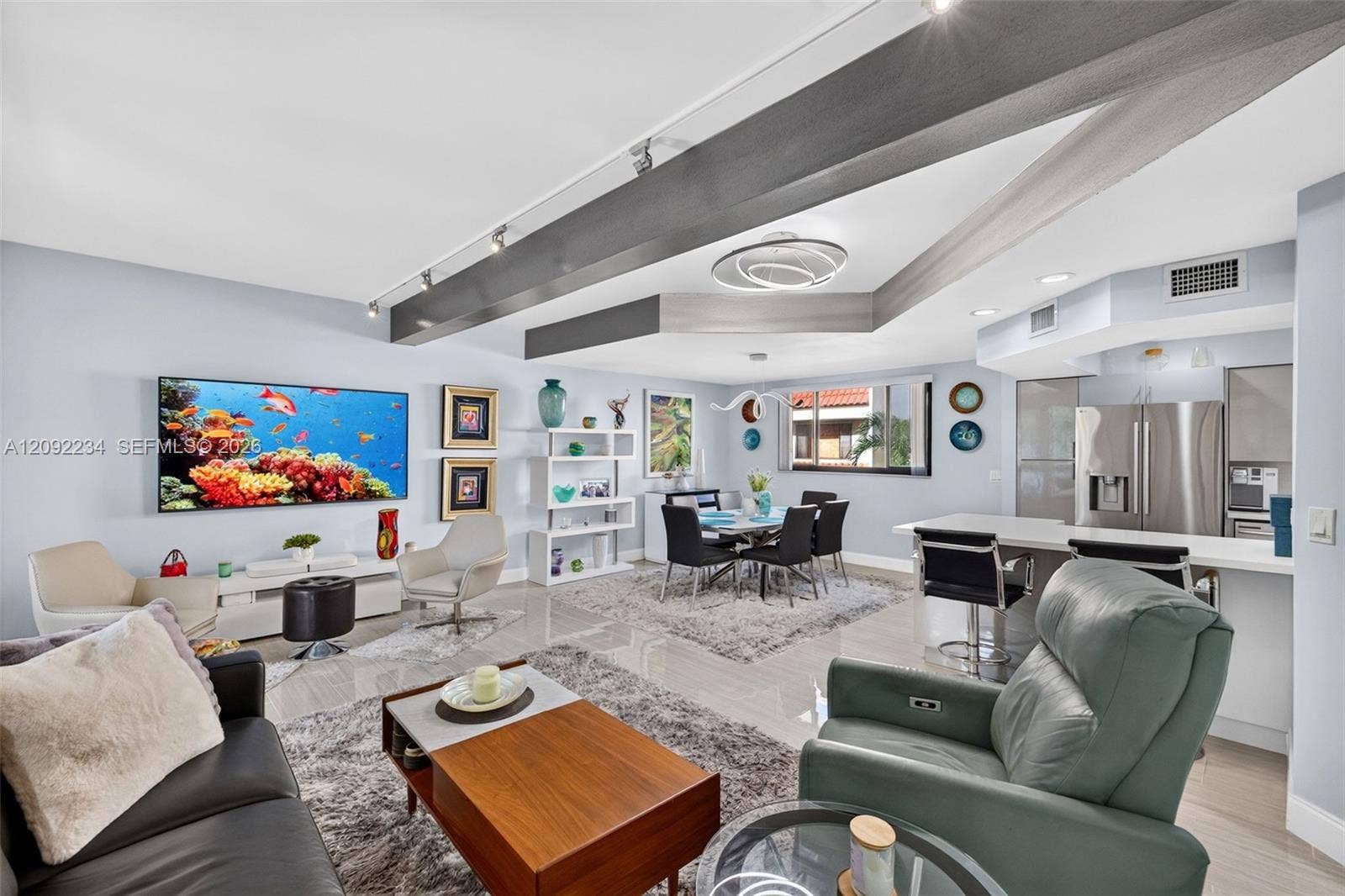 1401 NE 9th Street, #50, Fort Lauderdale, FL 33304 Gloss High-end Tile Throughout the Open Floor Plan Living Area