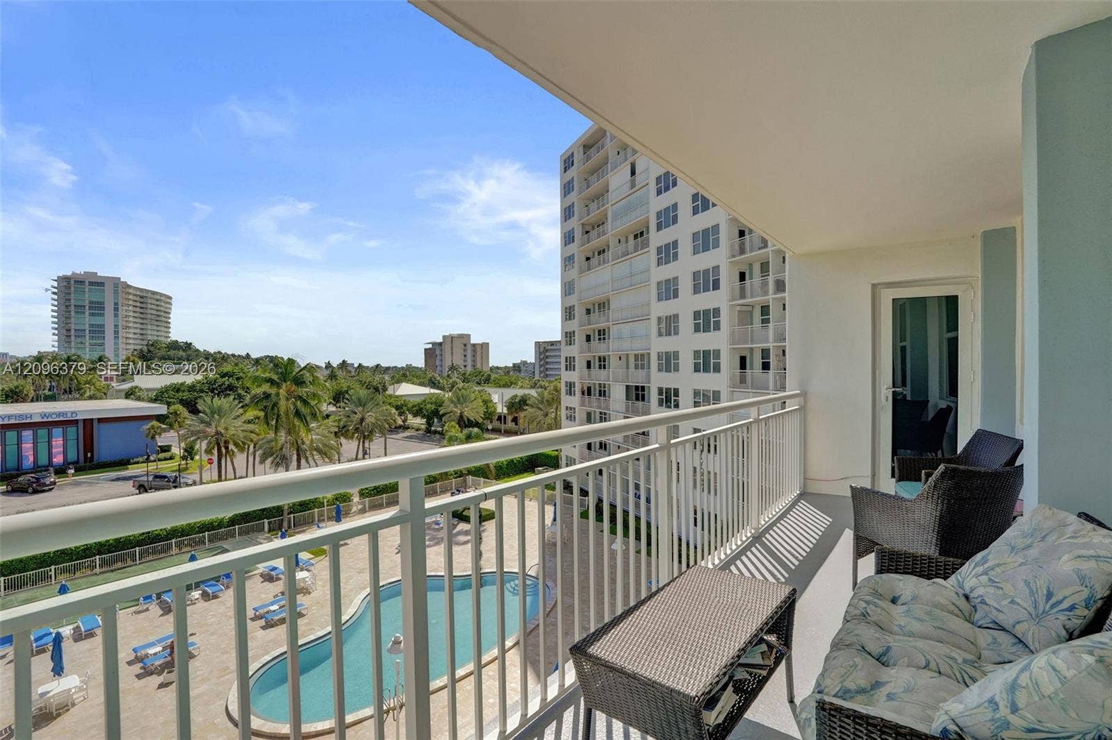 201 N Ocean Boulevard, #503, Pompano Beach, FL 33062 Balcony with Pool view