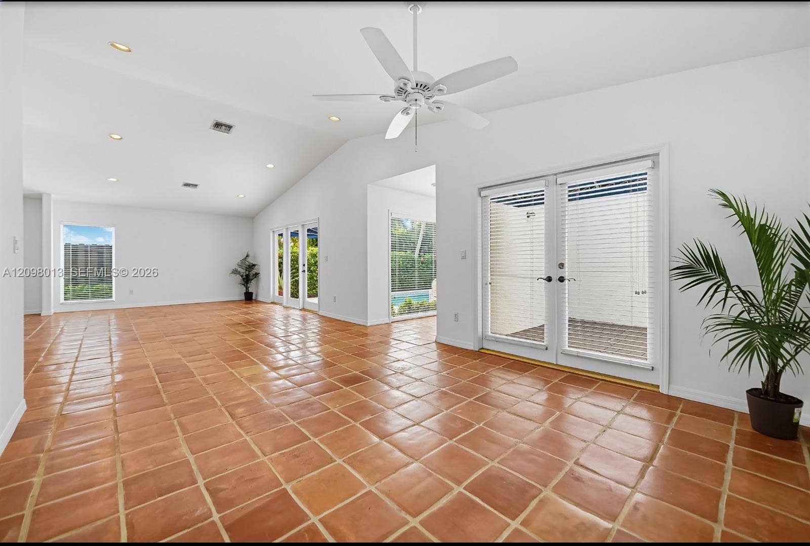 Vaulted ceilings, double-glass door entry