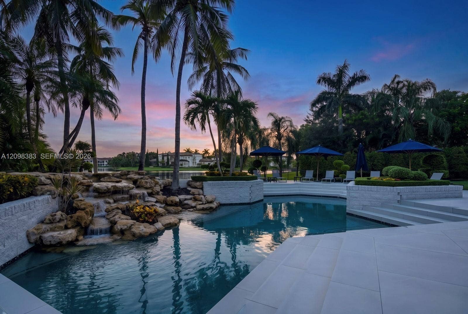 evening aerial luxury estate Weston FL