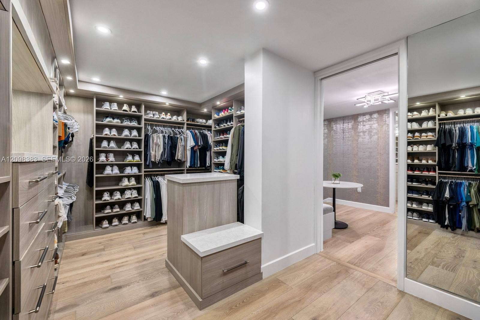 Custom luxury dressing room and closet at 2965 Surrey Lane, Weston Florida.