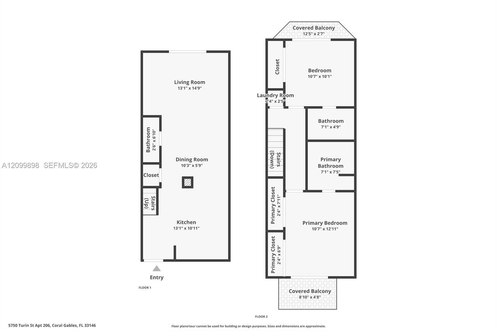 5750 Turin Street, #206, Coral Gables, FL 33146 This is a terrific floor plan that works well with Tenants, family with a relative ( SPLIT BEDROOMS!), and or a single person that wants a guest bedroom or an office!