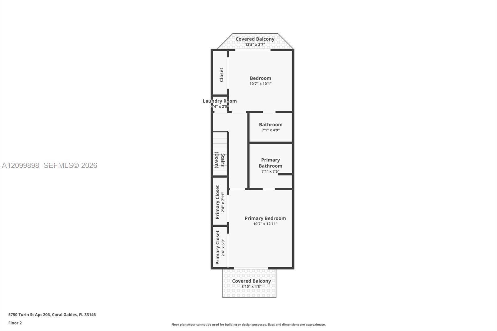 5750 Turin Street, #206, Coral Gables, FL 33146 The second floor of Unit 206 is actually the 3rd floor of the building which is the top floor! No one is above you WALKING AROUND making NOISE!!!. Peace and quiet!!