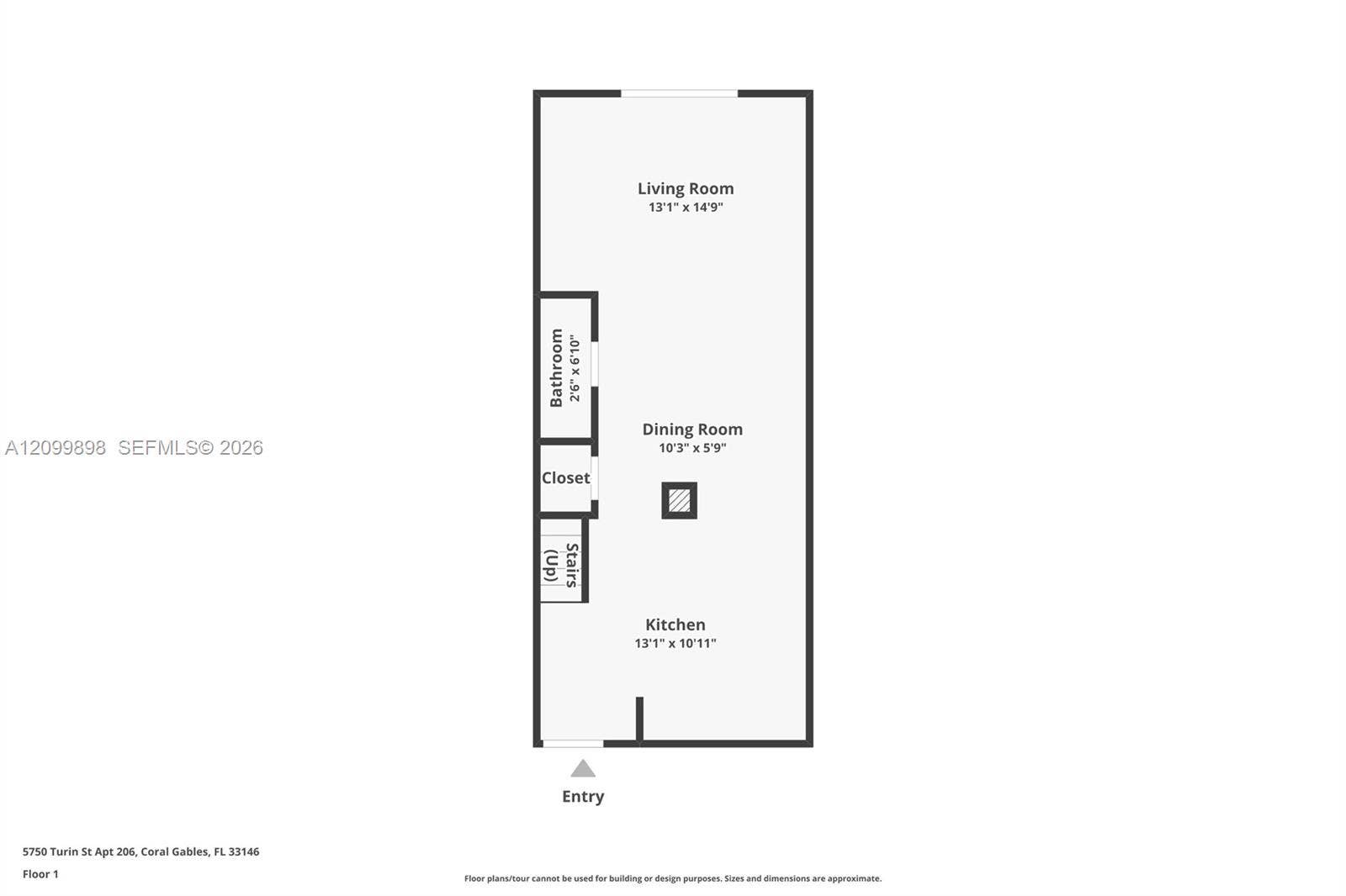 5750 Turin Street, #206, Coral Gables, FL 33146 The first floor plan is entered from the second floor of the building.