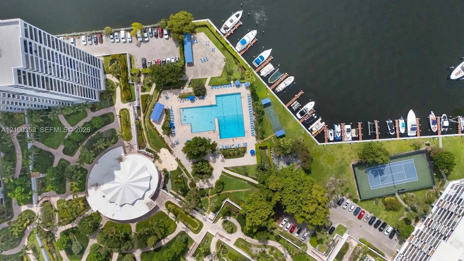600 Three Islands Boulevard, #612, Hallandale Beach, FL 33009 Pool, marina and tennis at The Olympus