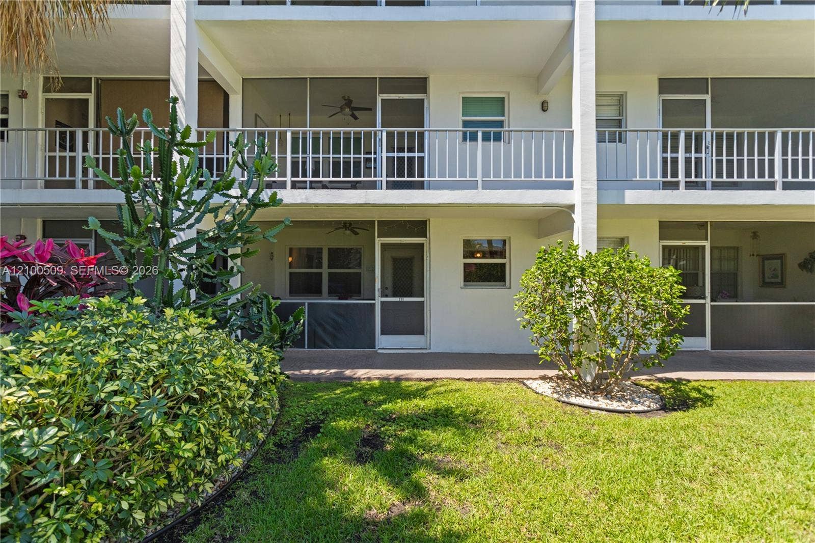Screened balconies and patios with outdoor ceiling fans