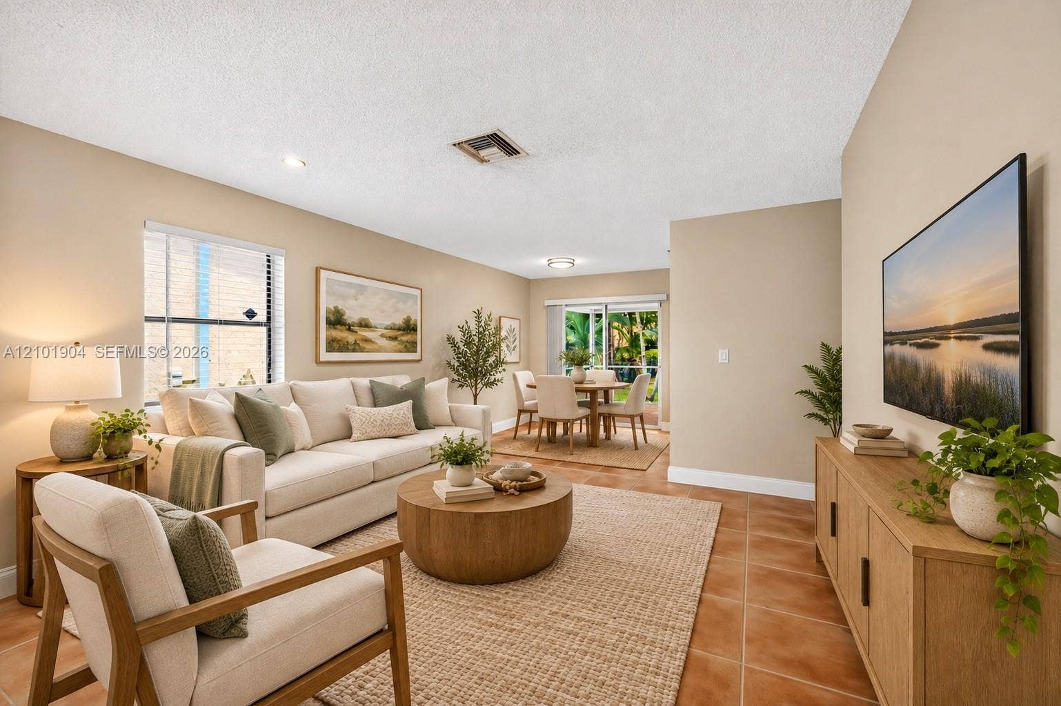 living/dining area virtually staged