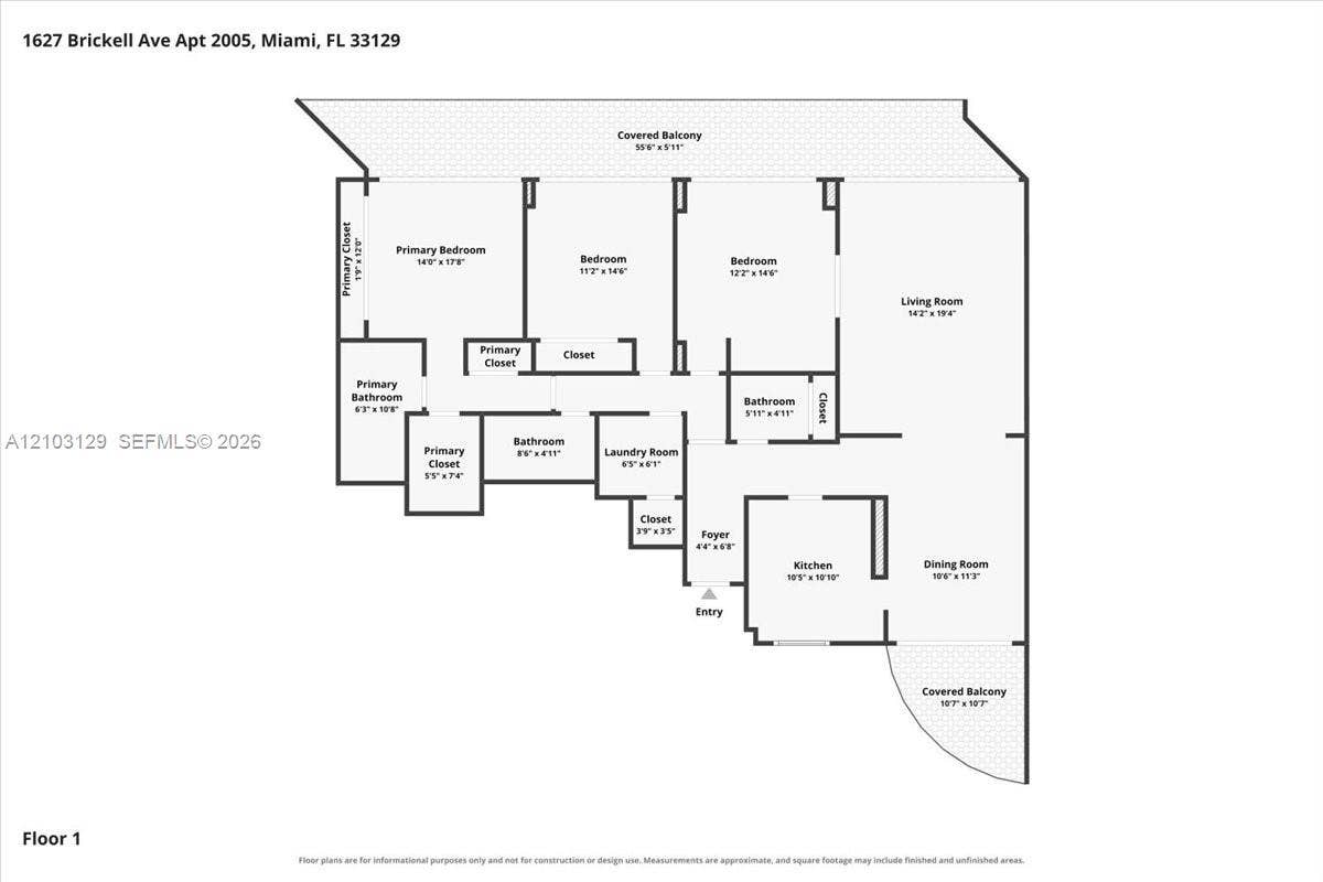 1627 Brickell Avenue, #2005, Miami, FL 33129 Floor plan