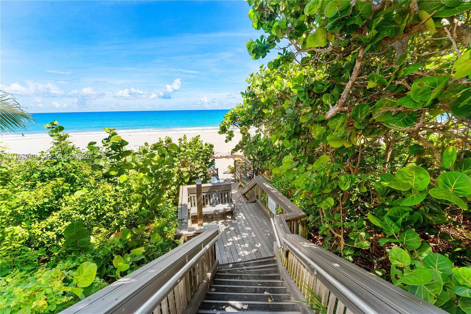 Beach walkway with shower