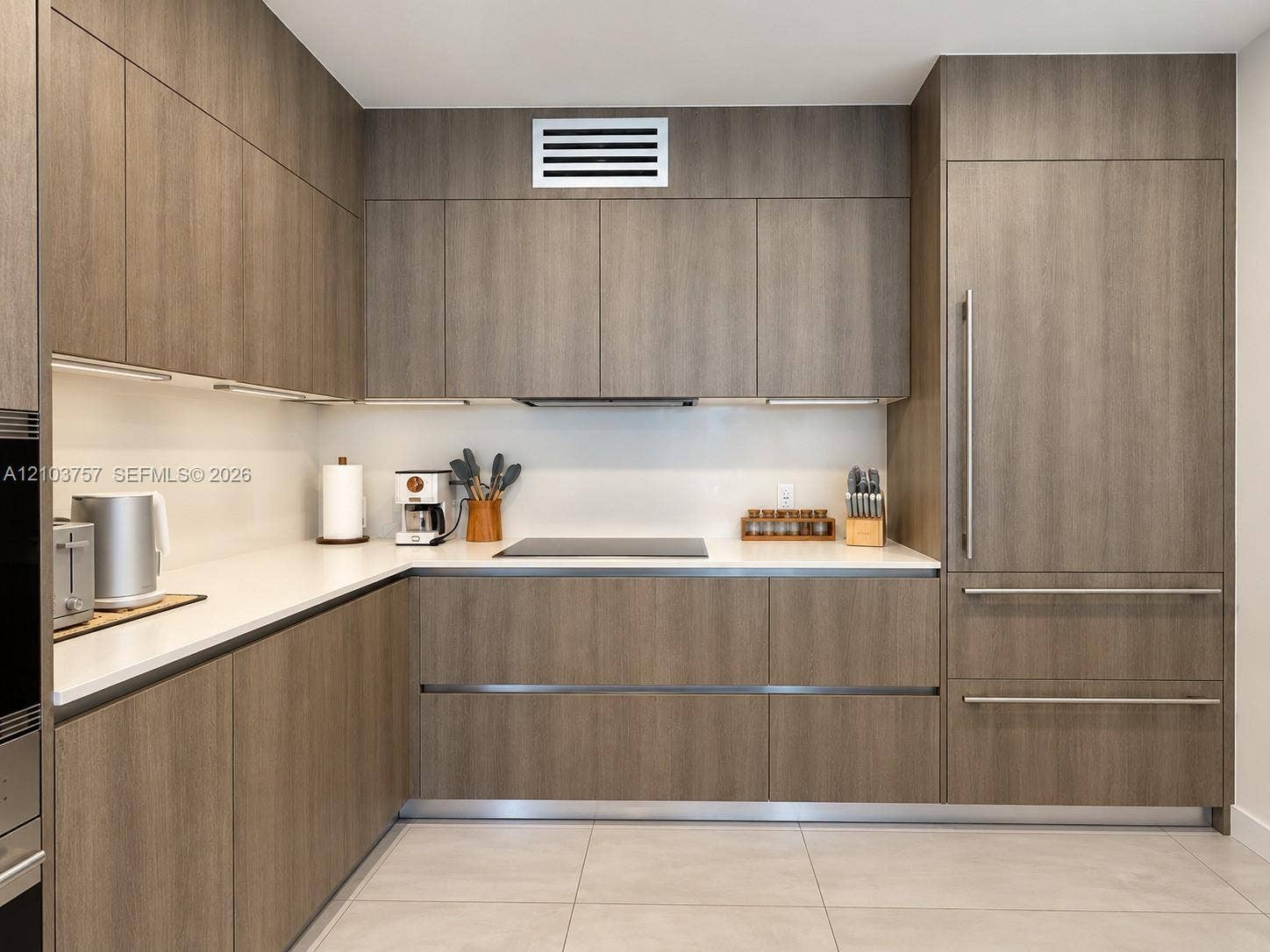 17550 Collins Avenue, #1103, Sunny Isles Beach, Sunny Isles Beach, FL 33160 Integrated panel-ready refrigerator with stainless steel hardware