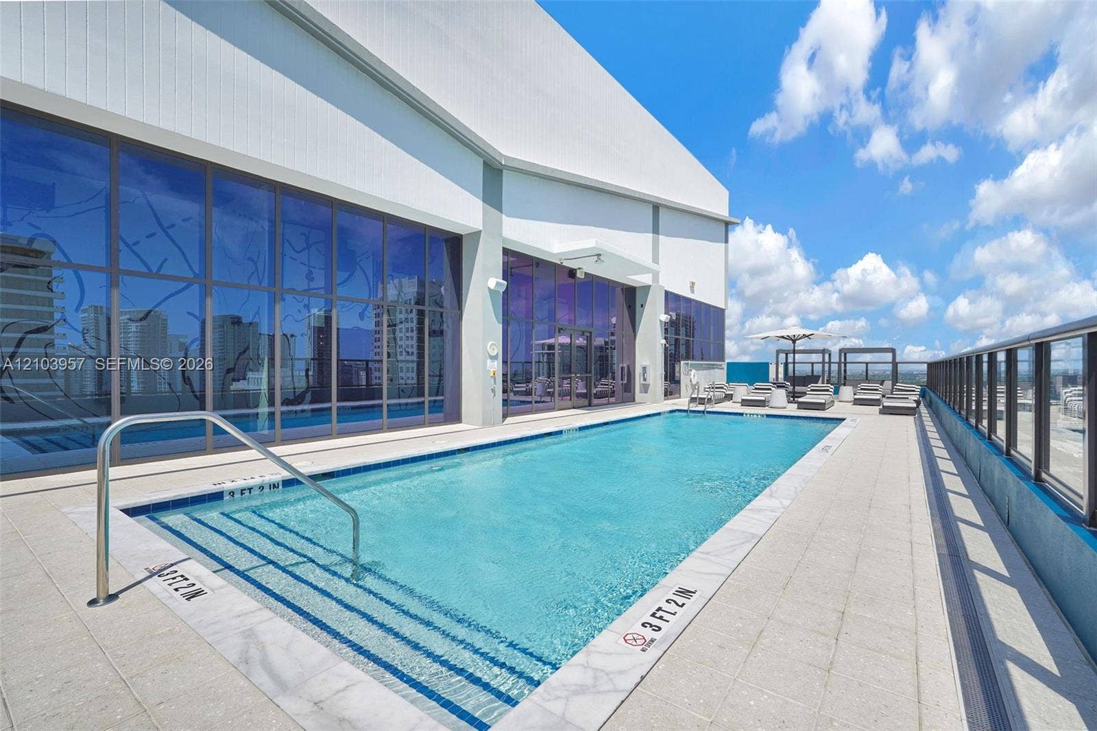 307 SW 5th Street, #0, Fort Lauderdale, Fort Lauderdale, FL 33315 Rooftop swimming pool with integrated entry steps and stainless steel handrail