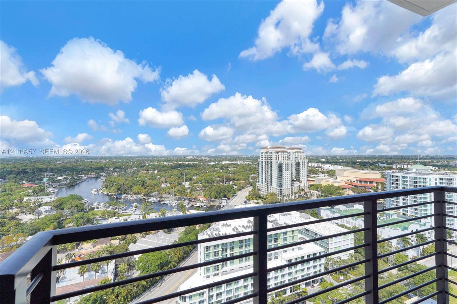 307 SW 5th Street, #0, Fort Lauderdale, Fort Lauderdale, FL 33315 Balcony with dark metal horizontal railings