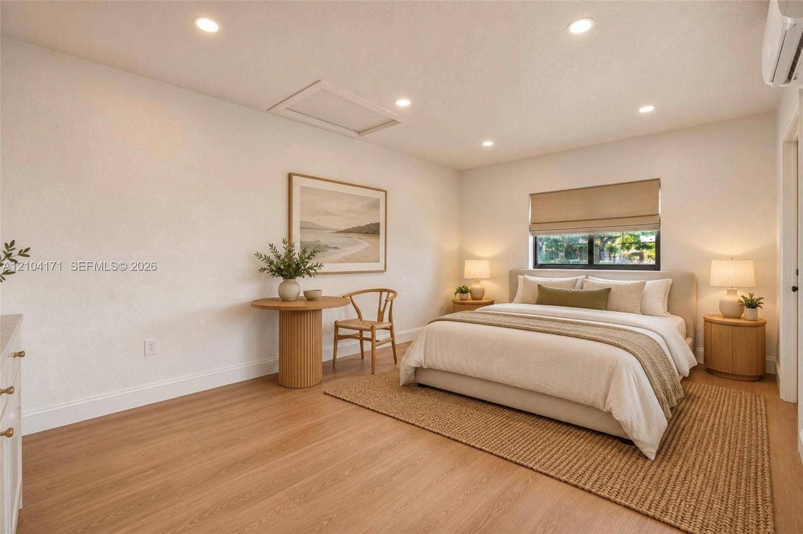 745 NW 32nd Avenue, Miami, FL 33125 Room featuring wood-finish flooring, recessed lighting, and a window with a built-in window shade