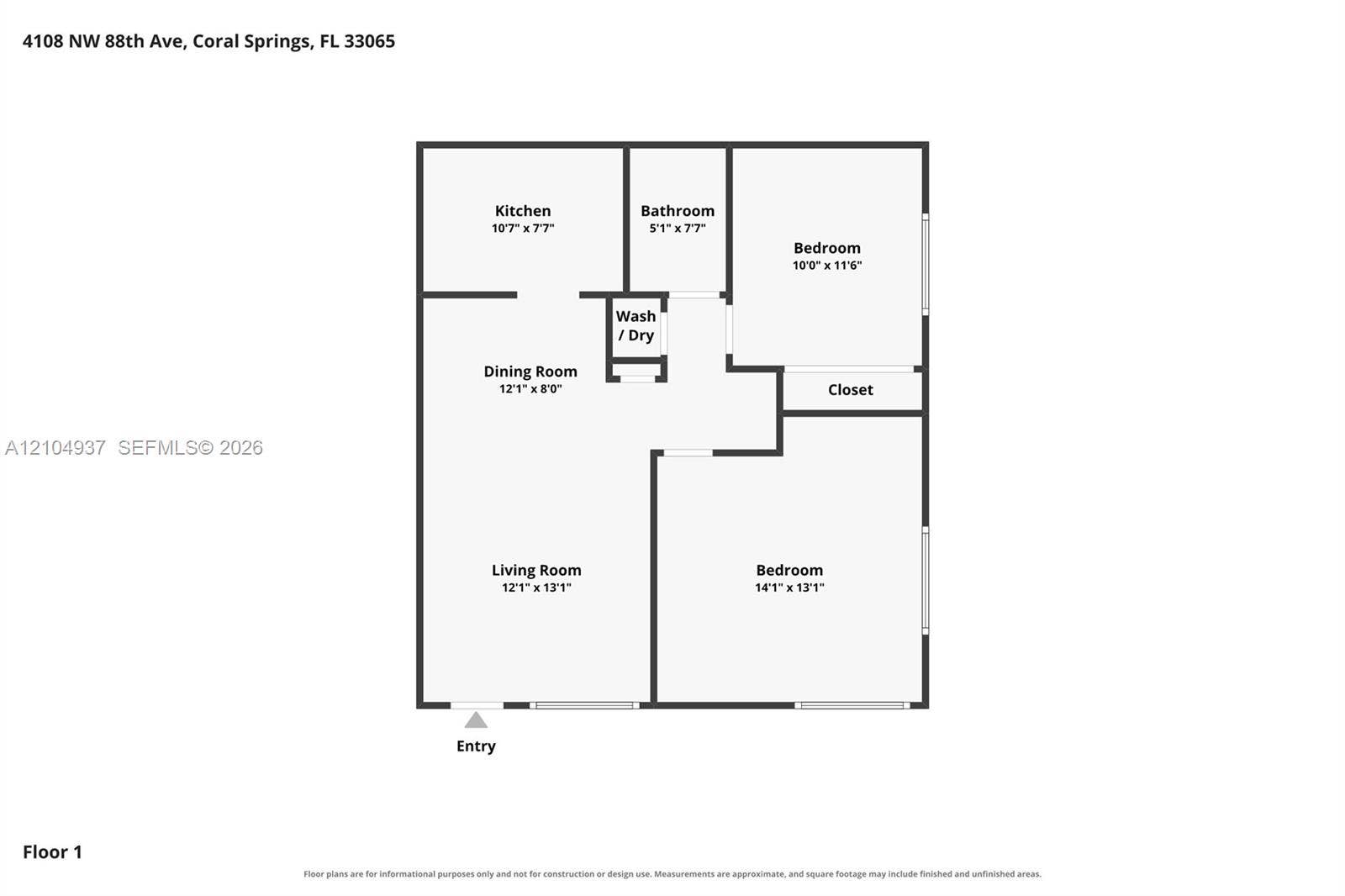 4108 NW 88th Avenue, #3, Coral Springs, FL 33065 Floor plan