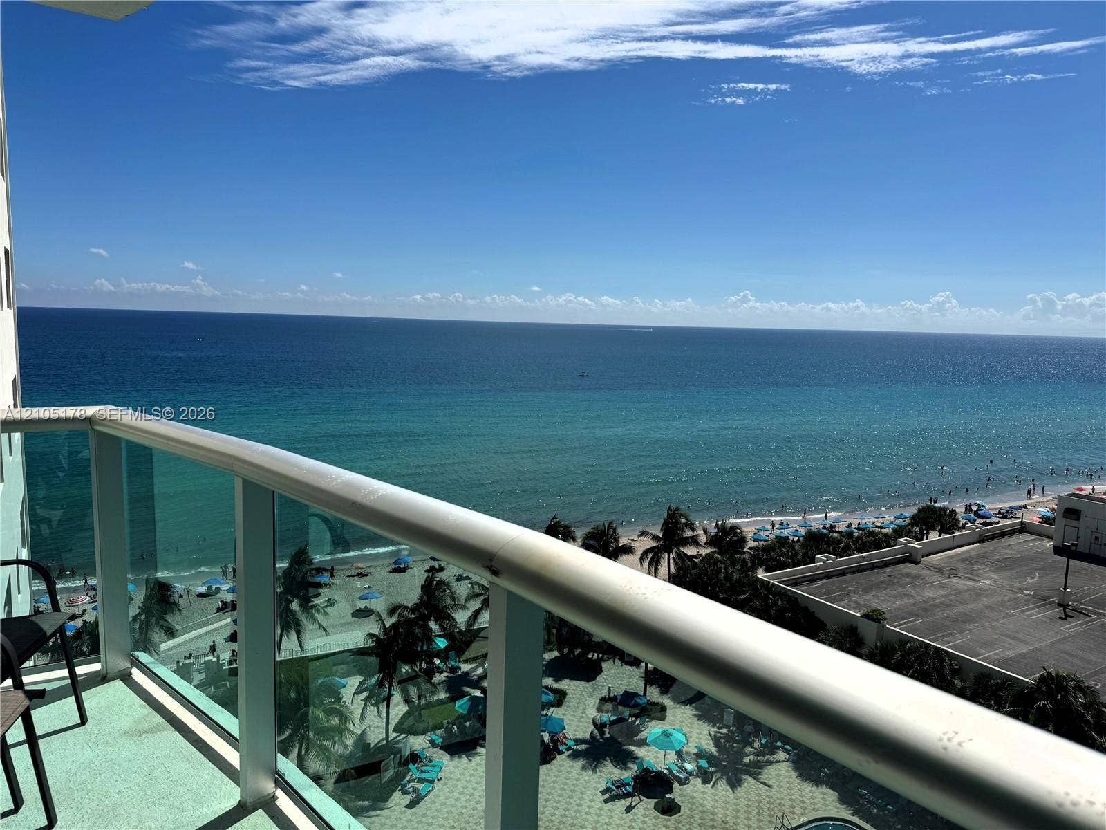 3801 S Ocean Drive, #10G, Hollywood, Hollywood, FL 33019 glass balcony view