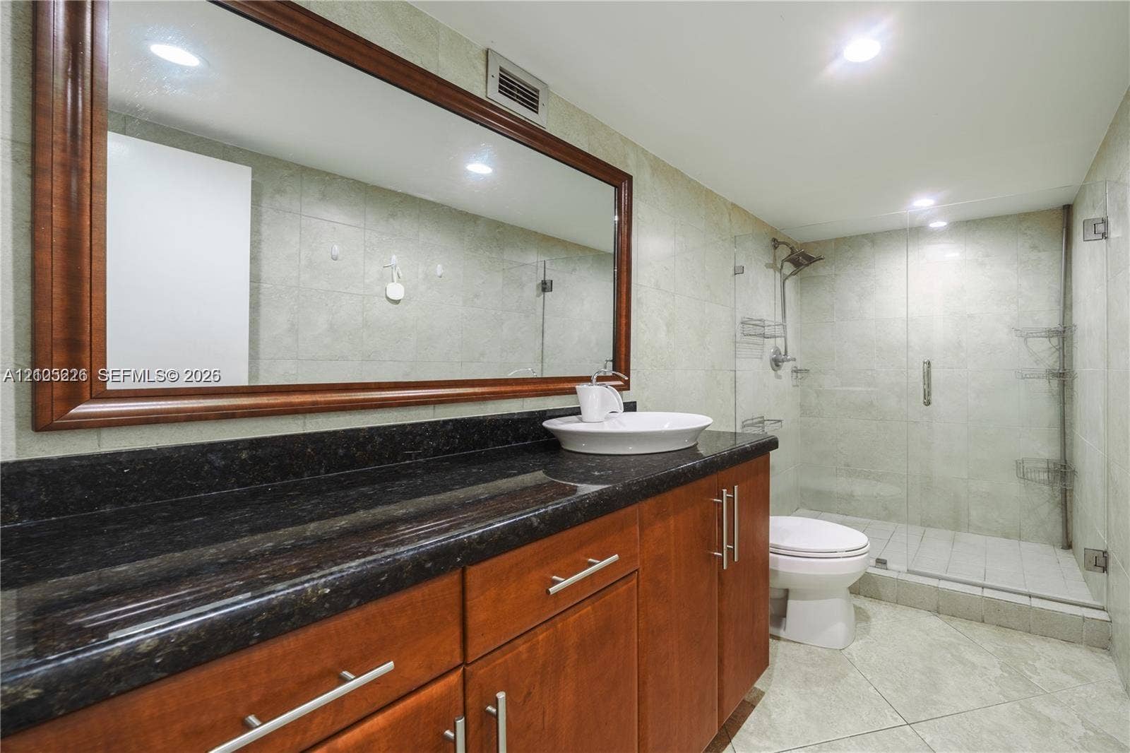 3800 S Ocean Drive, #801, Hollywood, Hollywood, FL 33019 Tile flooring, crown molding, and window with built-in blinds