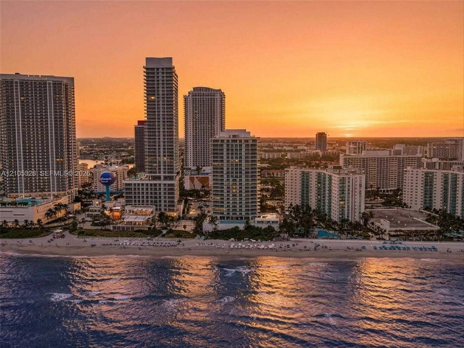 3951 S Ocean Drive, #1901, Hollywood, FL 33019 Panoramic coastal views showcasing Hollywood's luxury oceanfront skyline, pristine sandy beaches, and the Atlantic Ocean.