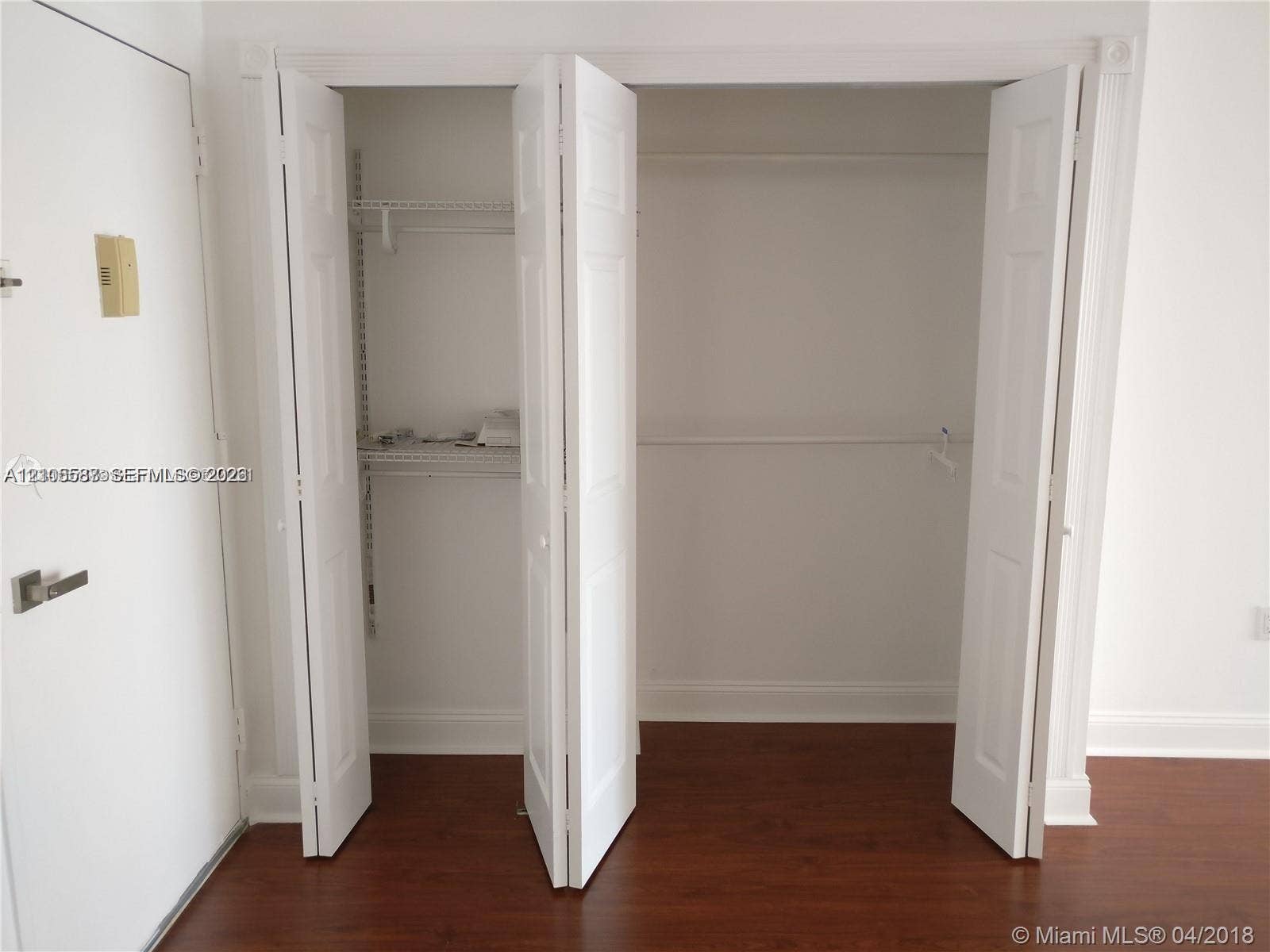 Wood-finish flooring with white trim